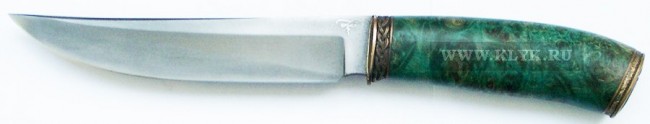 Нож 071 большой (легированный булат, карельская береза, бронза)